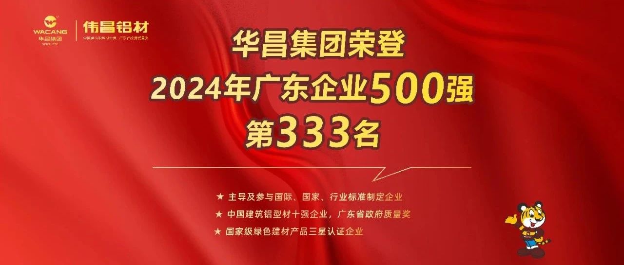 荣耀喜报 | 南宫NG28集团荣登2024广东企业500强第333名